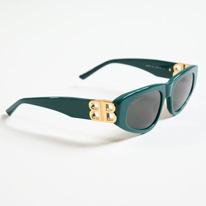 Balenciaga BB0095S 005 Womens Authentic Sunglasses Green/Gold, 53mm - New