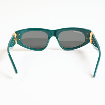 Balenciaga BB0095S 005 Womens Authentic Sunglasses Green/Gold, 53mm - New