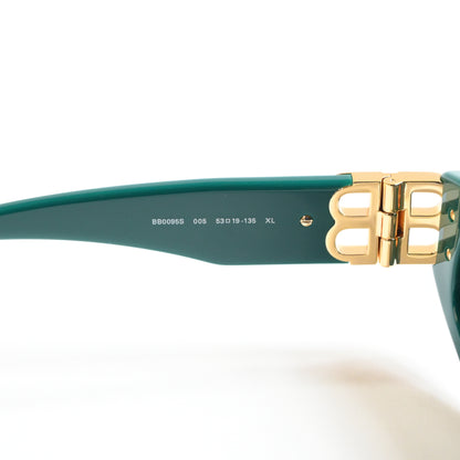 Balenciaga BB0095S 005 Womens Authentic Sunglasses Green/Gold, 53mm - New