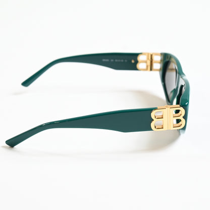 Balenciaga BB0095S 005 Womens Authentic Sunglasses Green/Gold, 53mm - New
