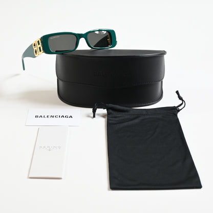 Balenciaga BB0096S 006 Womens Authentic Sunglasses Green/Gold, 51mm - New