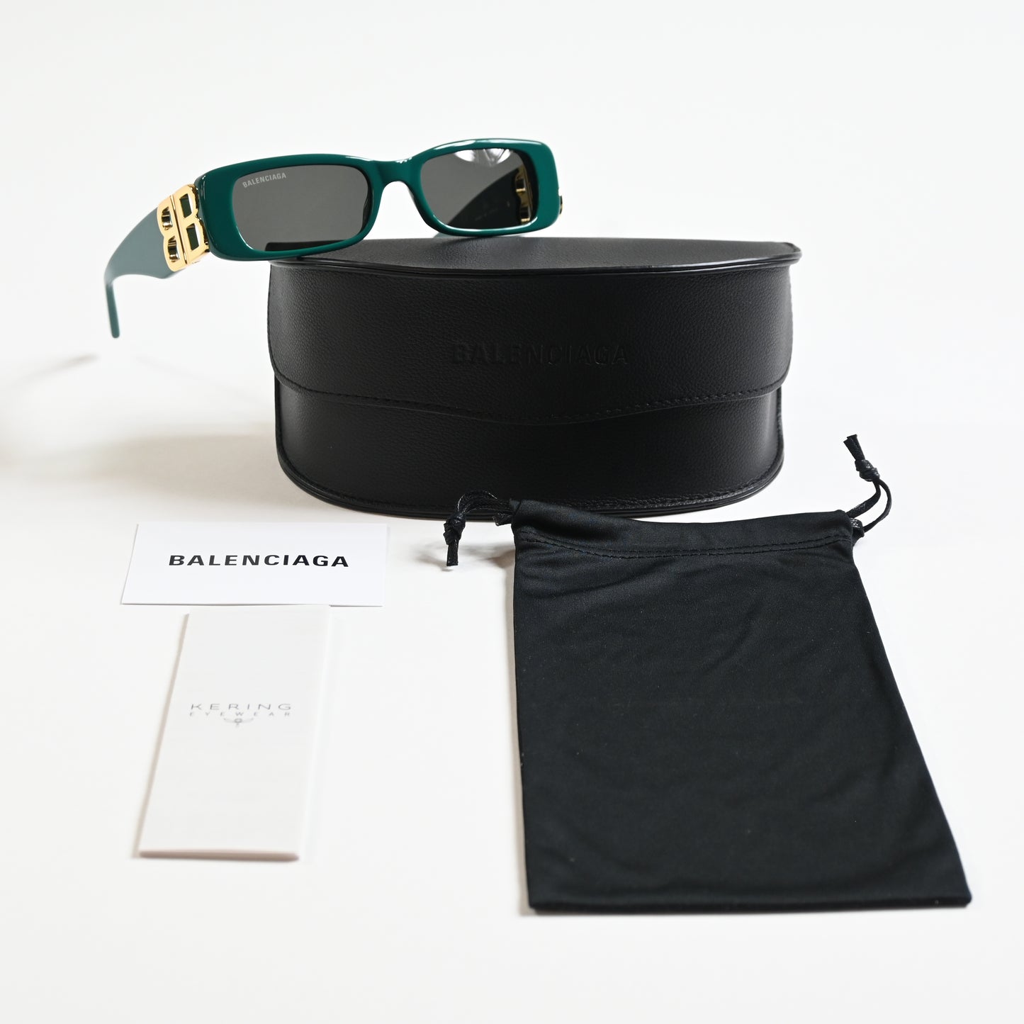 Balenciaga BB0096S 006 Womens Authentic Sunglasses Green/Gold, 51mm - New