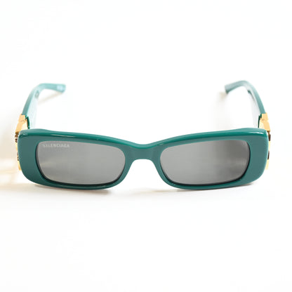 Balenciaga BB0096S 006 Womens Authentic Sunglasses Green/Gold, 51mm - New