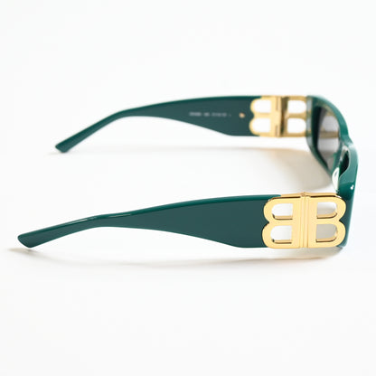 Balenciaga BB0096S 006 Womens Authentic Sunglasses Green/Gold, 51mm - New