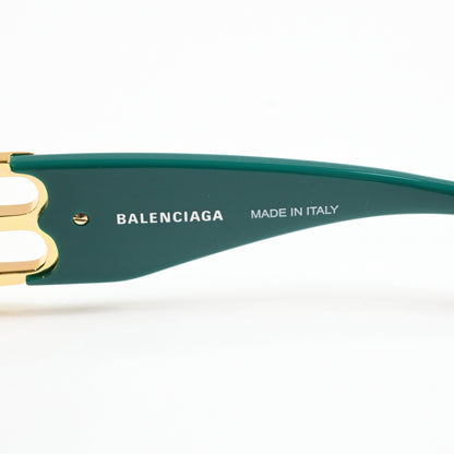 Balenciaga BB0096S 006 Womens Authentic Sunglasses Green/Gold, 51mm - New
