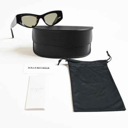 Balenciaga BB0243S 002 Womens Authentic Sunglasses Havana/Green, 48mm - New