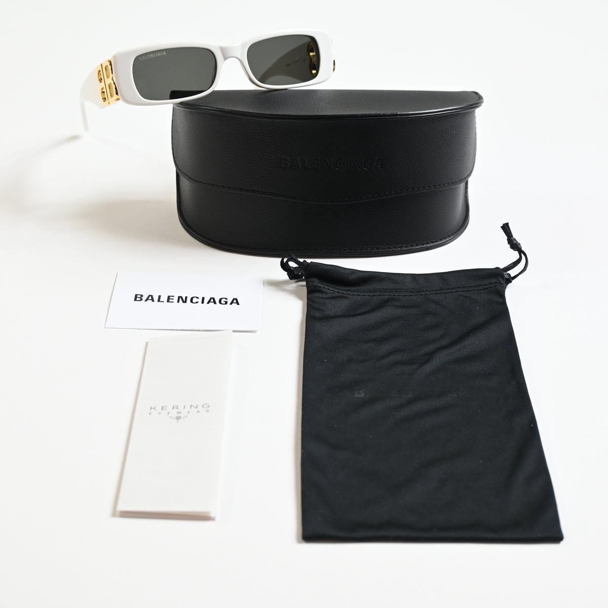 Balenciaga BB0096S 011 Womens Authentic Sunglasses White/Gold, 51mm - New