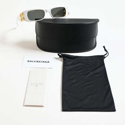 Balenciaga BB0096S 011 Womens Authentic Sunglasses White/Gold, 51mm - New