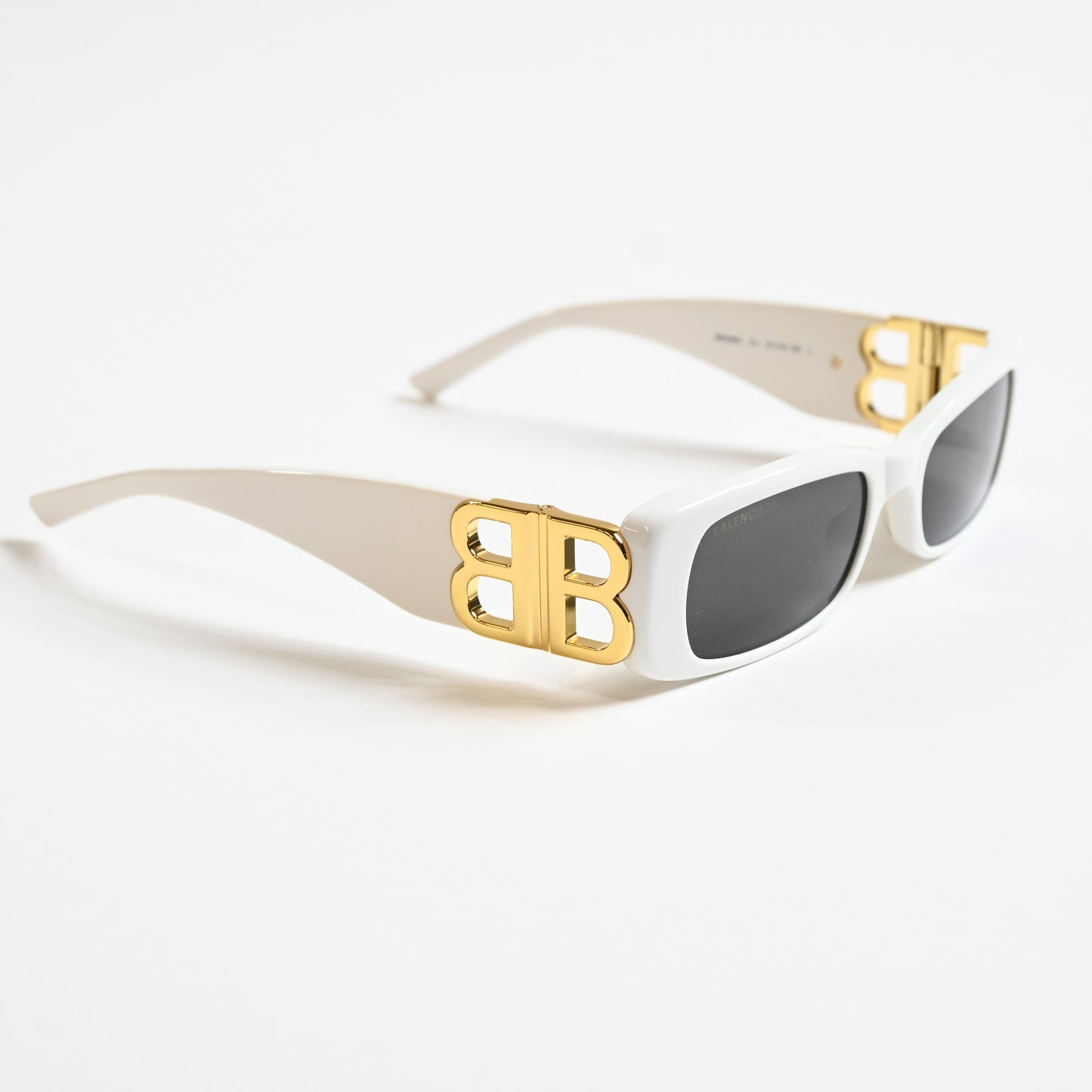 Balenciaga BB0096S 011 Womens Authentic Sunglasses White/Gold, 51mm - New