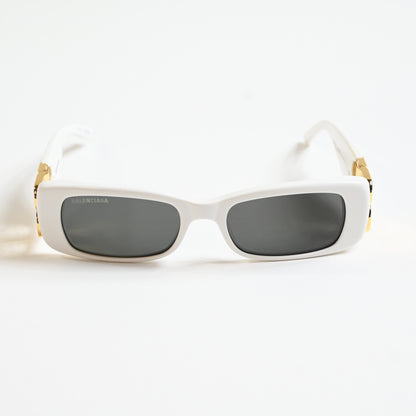 Balenciaga BB0096S 011 Womens Authentic Sunglasses White/Gold, 51mm - New