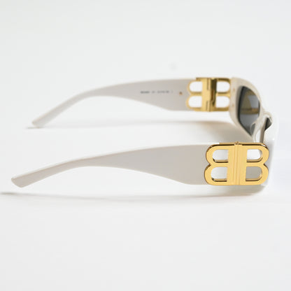 Balenciaga BB0096S 011 Womens Authentic Sunglasses White/Gold, 51mm - New