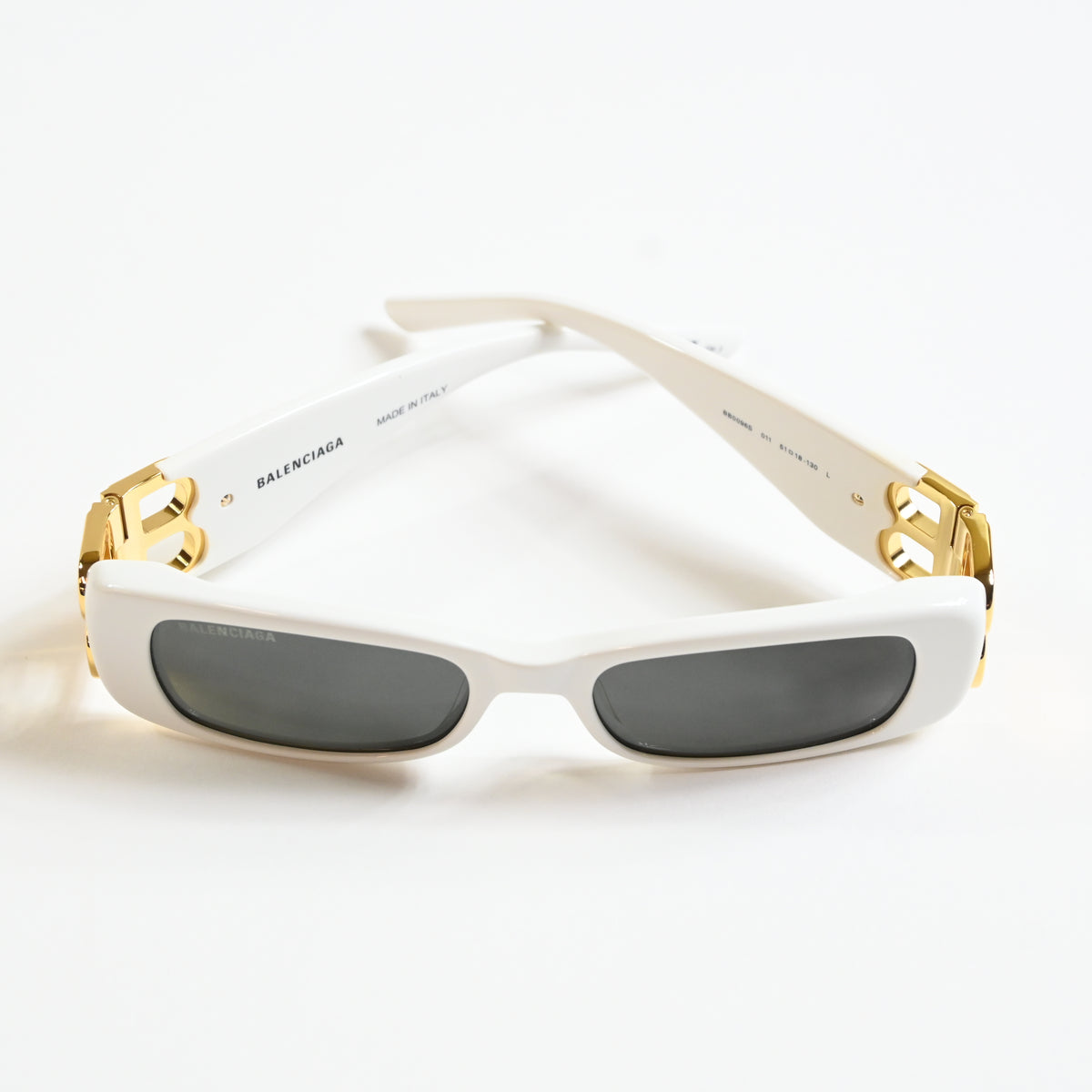 Balenciaga BB0096S 011 Womens Authentic Sunglasses White/Gold, 51mm - New