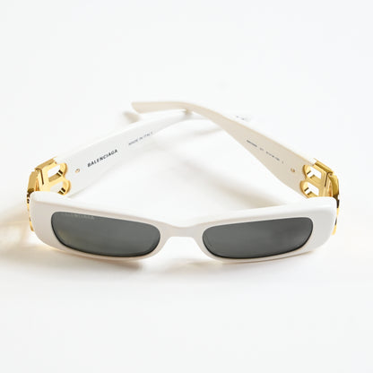 Balenciaga BB0096S 011 Womens Authentic Sunglasses White/Gold, 51mm - New