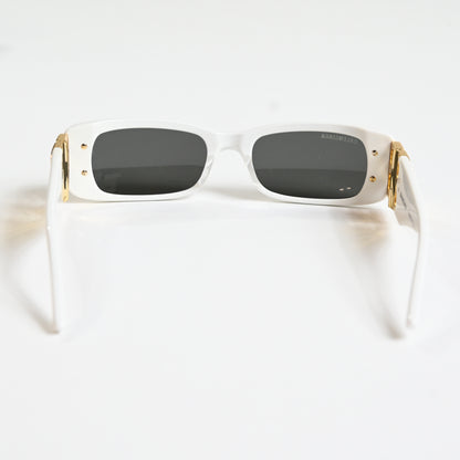 Balenciaga BB0096S 011 Womens Authentic Sunglasses White/Gold, 51mm - New
