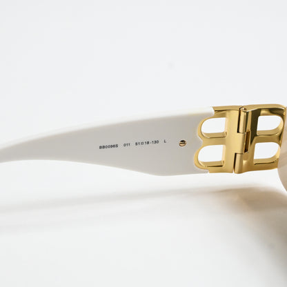 Balenciaga BB0096S 011 Womens Authentic Sunglasses White/Gold, 51mm - New
