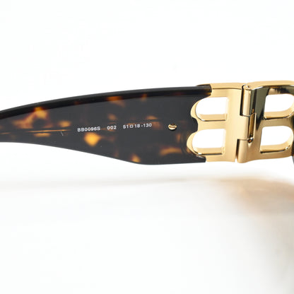 Balenciaga BB0096S 002 Womens Authentic Sunglasses Black/Gold, 53mm - New