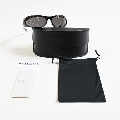 Balenciaga BB0253S 001 Unisex Authentic Sunglasses Black/Gray, 80mm - New
