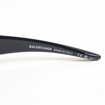 Balenciaga BB0253S 001 Unisex Authentic Sunglasses Black/Gray, 80mm - New