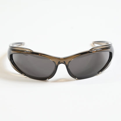 Balenciaga BB0253S 002 Womens Authentic Sunglasses Clear Brown, 80mm - New