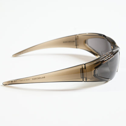 Balenciaga BB0253S 002 Womens Authentic Sunglasses Clear Brown, 80mm - New
