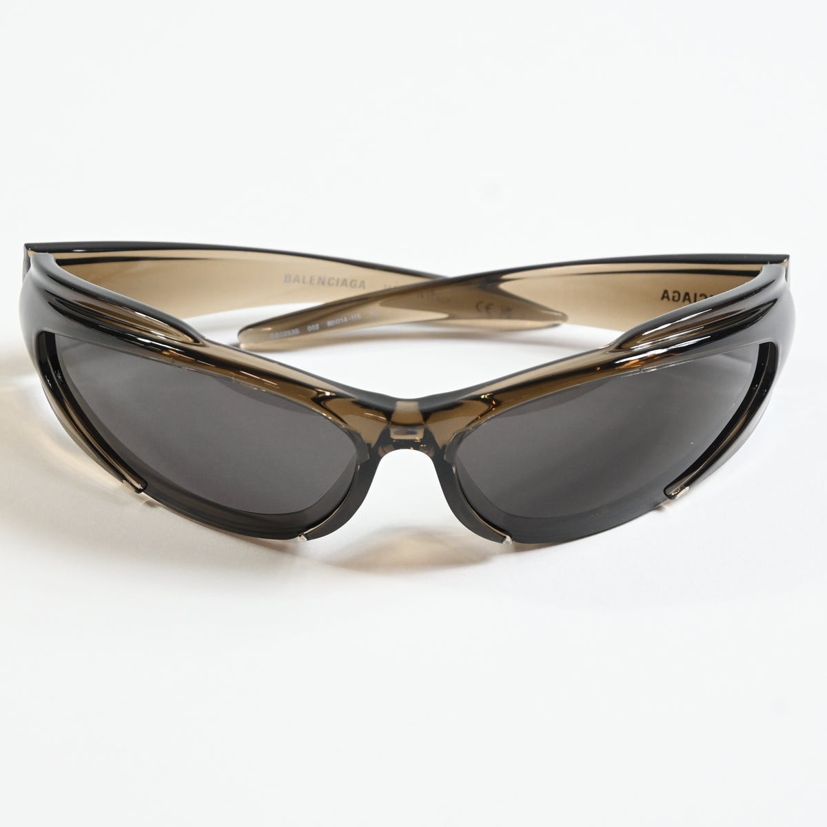 Balenciaga BB0253S 002 Womens Authentic Sunglasses Clear Brown, 80mm - New