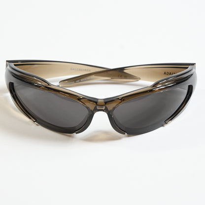 Balenciaga BB0253S 002 Womens Authentic Sunglasses Clear Brown, 80mm - New