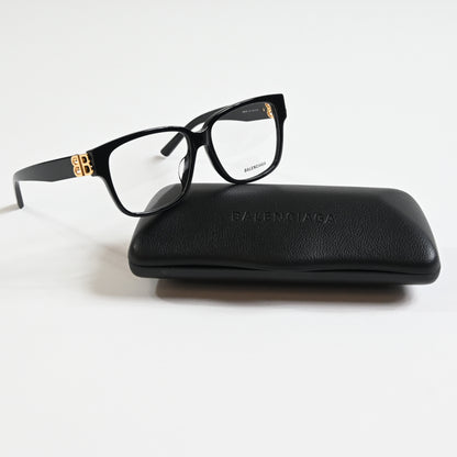 Balenciaga BB0104O 001 Womens Authentic Eyeglasses Black/Gold, 56mm - New