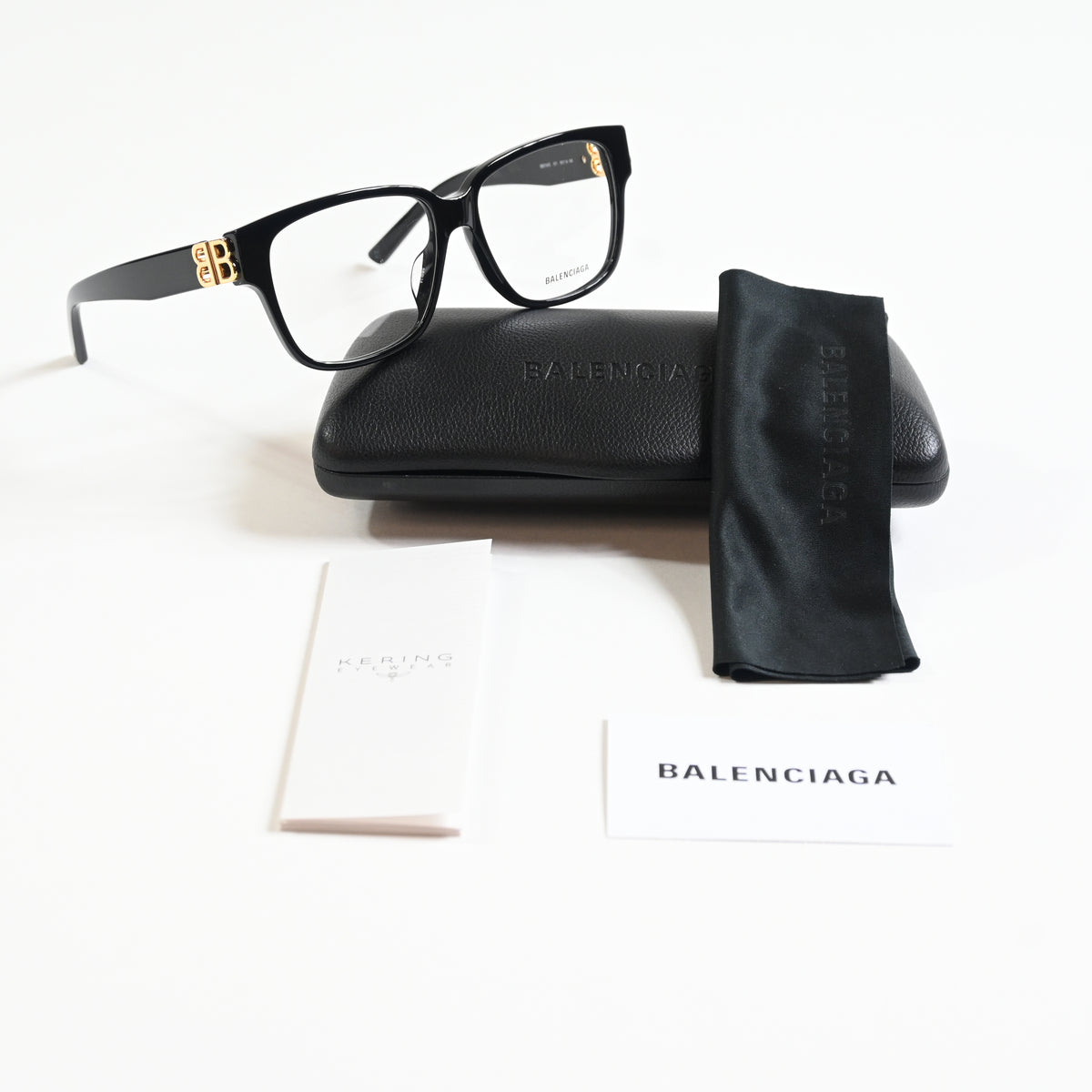 Balenciaga BB0104O 001 Womens Authentic Eyeglasses Black/Gold, 56mm - New