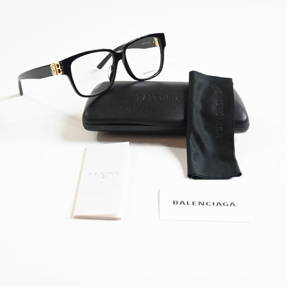 Balenciaga BB0104O 001 Womens Authentic Eyeglasses Black/Gold, 56mm - New