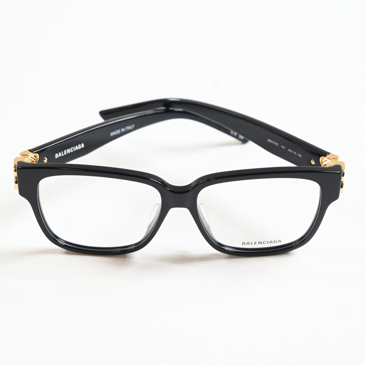 Balenciaga BB0104O 001 Womens Authentic Eyeglasses Black/Gold, 56mm - New
