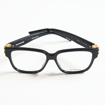 Balenciaga BB0104O 001 Womens Authentic Eyeglasses Black/Gold, 56mm - New