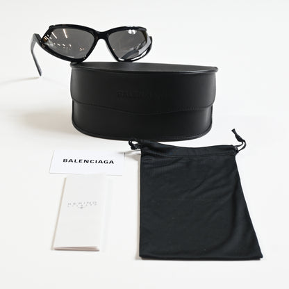 Balenciaga BB0289S 001 Unisex Authentic Sunglasses Black/Silver, 71mm - New