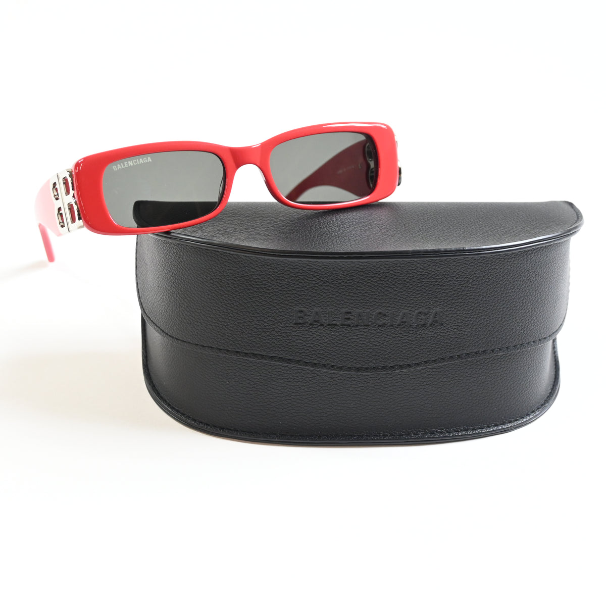 Balenciaga BB0096S 015 Womens Authentic Sunglasses Red/Silver, 51mm - New
