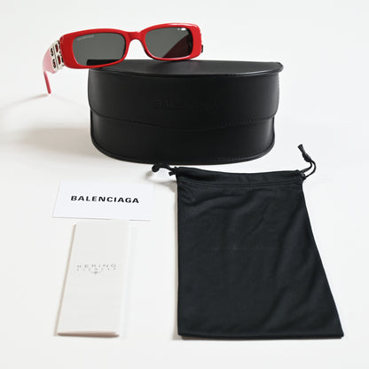 Balenciaga BB0096S 015 Womens Authentic Sunglasses Red/Silver, 51mm - New