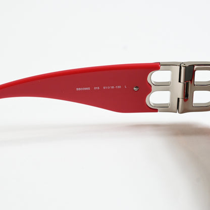 Balenciaga BB0096S 015 Womens Authentic Sunglasses Red/Silver, 51mm - New