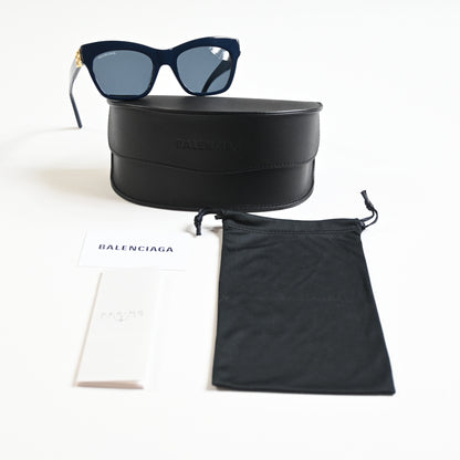 Balenciaga BB0132S 007 Womens Authentic Sunglasses Blue/Gold, 53mm - New