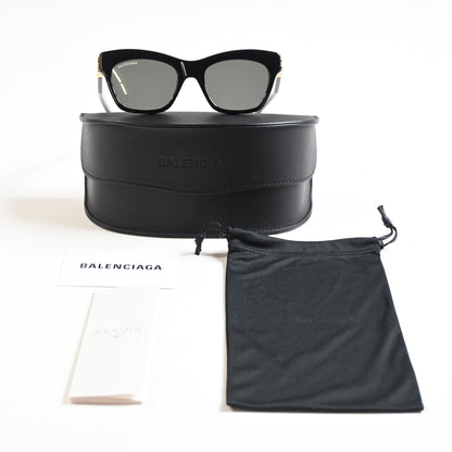 Balenciaga BB0132S 001 Womens Authentic Sunglasses Black/Gray, 53mm - New