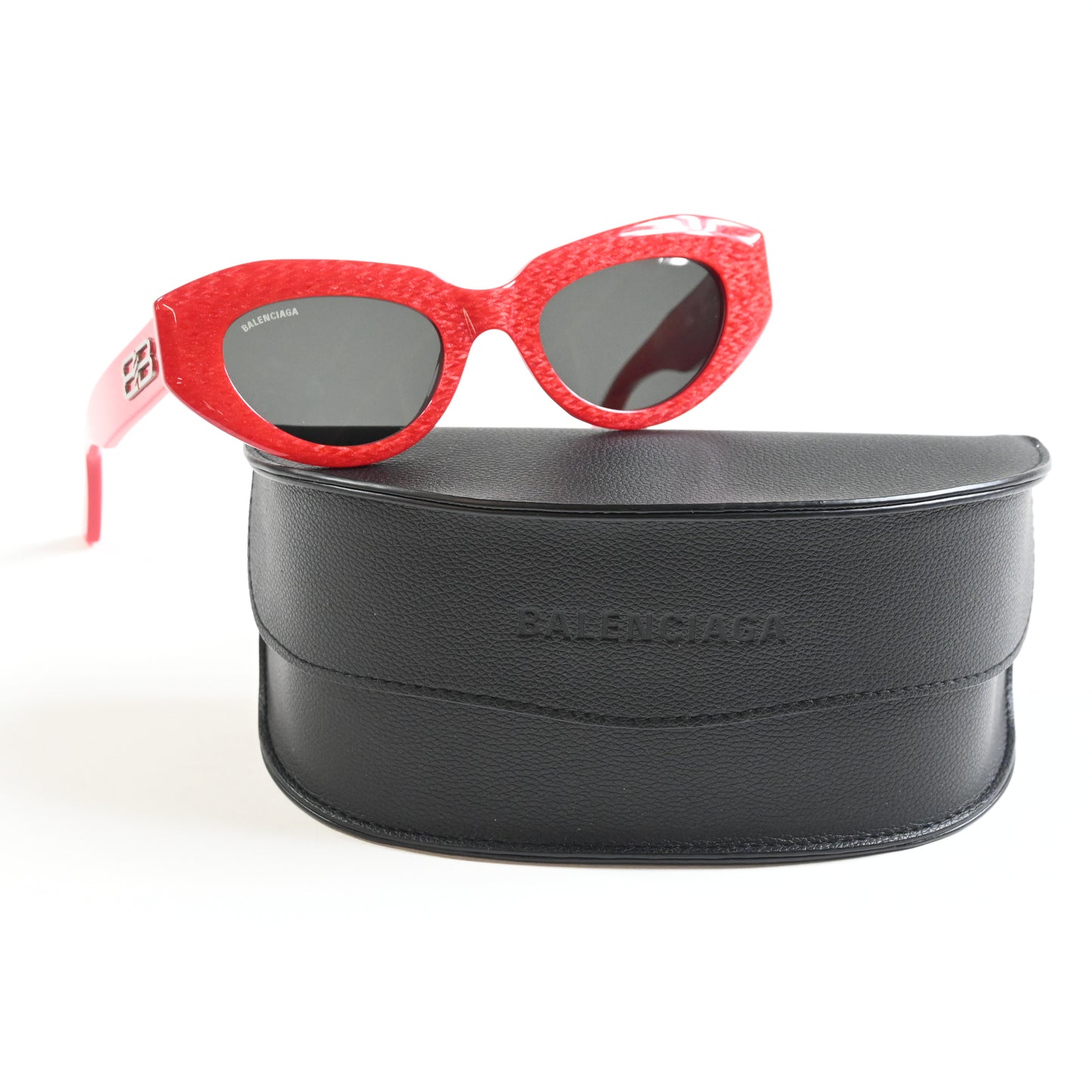Balenciaga BB0236S 003 Womens Authentic Sunglasses Red/Gray, 52mm - New