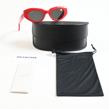 Balenciaga BB0236S 003 Womens Authentic Sunglasses Red/Gray, 52mm - New