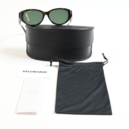 Balenciaga BB0209SA 002 Womens Authentic Sunglasses Havana/Green, 55mm - New