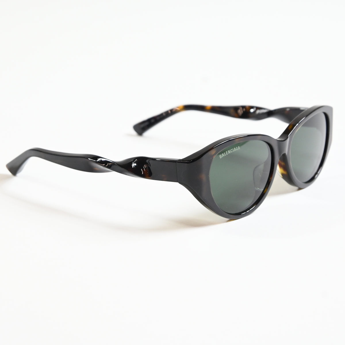 Balenciaga BB0209SA 002 Womens Authentic Sunglasses Havana/Green, 55mm - New