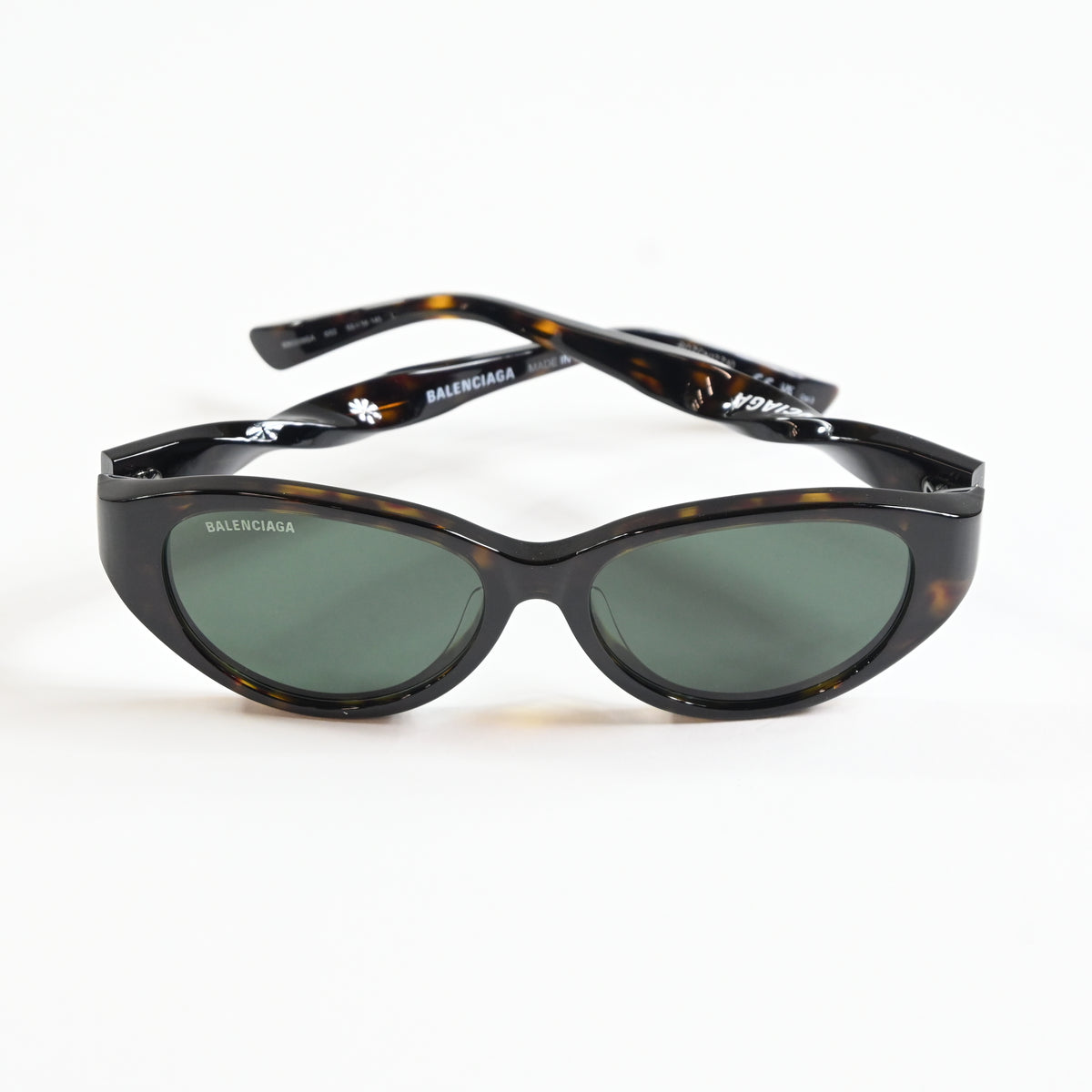 Balenciaga BB0209SA 002 Womens Authentic Sunglasses Havana/Green, 55mm - New