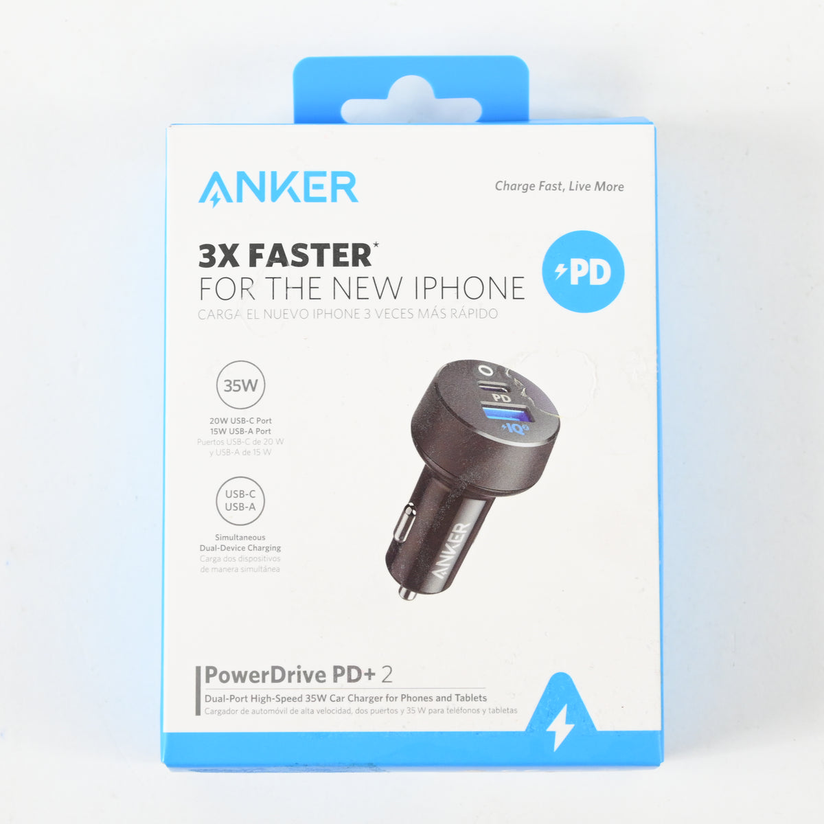 Anker 2-Port 20W USB-C + 15W USB-A Power Delivery Car Charger - Black