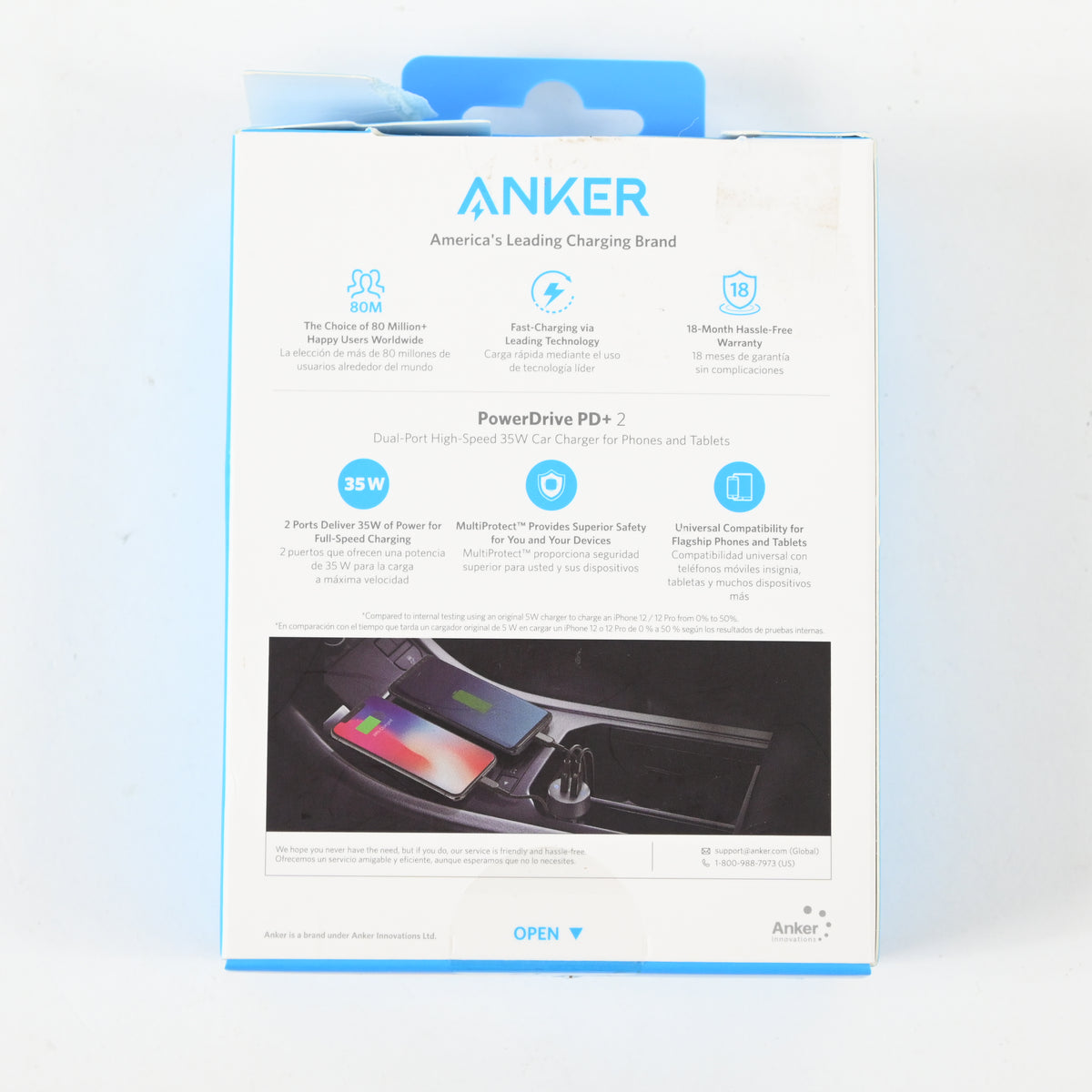 Anker 2-Port 20W USB-C + 15W USB-A Power Delivery Car Charger - Black