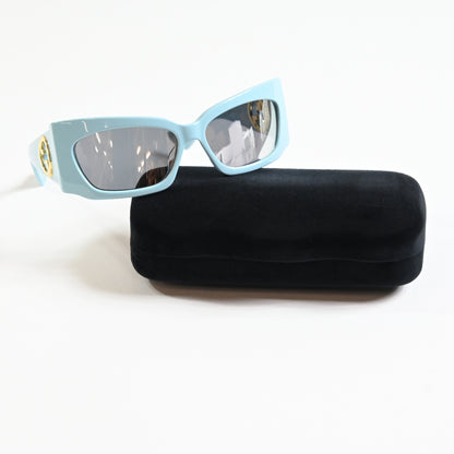 Gucci GG1412S 005 Womens Authentic Sunglasses Light Blue/Gold, 62mm - New
