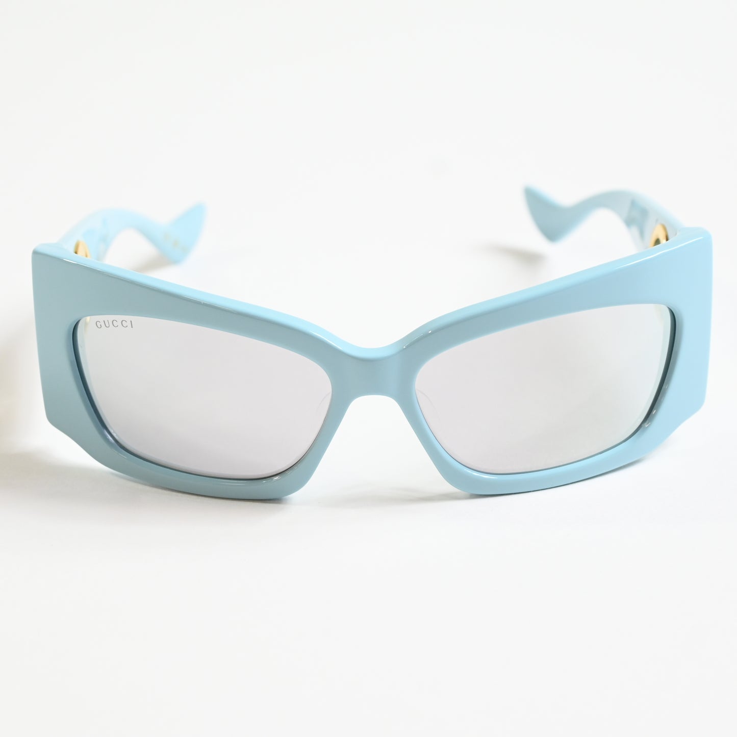 Gucci GG1412S 005 Womens Authentic Sunglasses Light Blue/Gold, 62mm - New