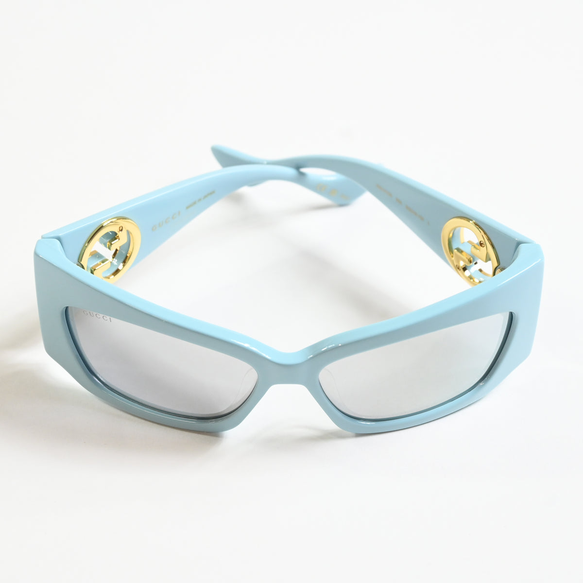 Gucci GG1412S 005 Womens Authentic Sunglasses Light Blue/Gold, 62mm - New
