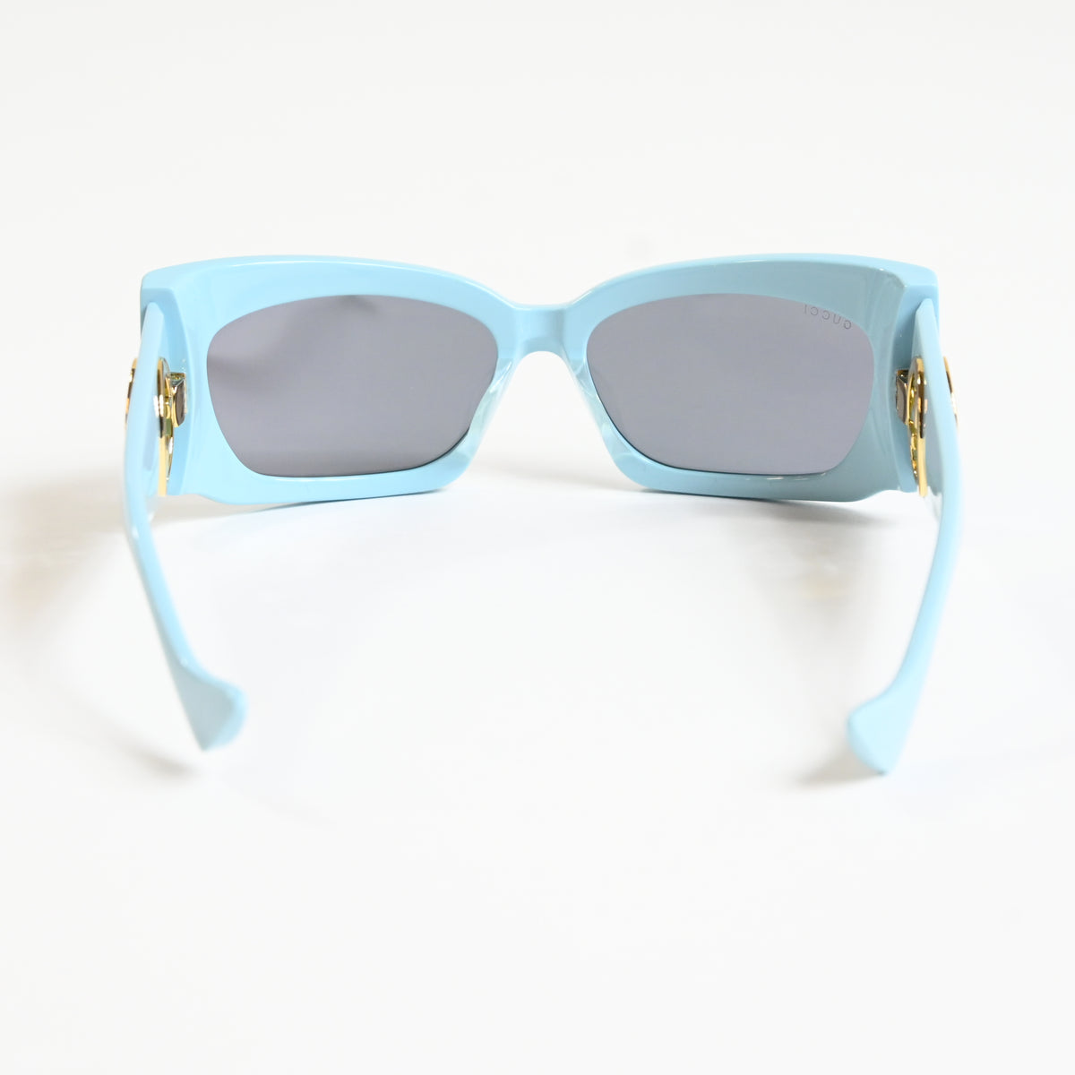 Gucci GG1412S 005 Womens Authentic Sunglasses Light Blue/Gold, 62mm - New