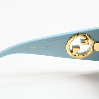 Gucci GG1412S 005 Womens Authentic Sunglasses Light Blue/Gold, 62mm - New