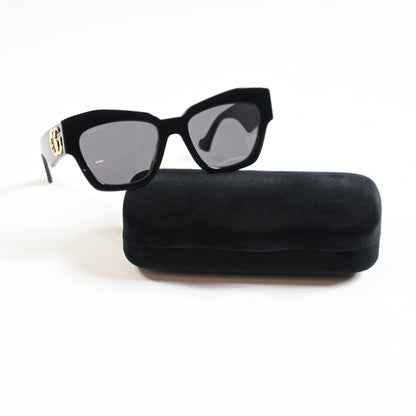 Gucci GG1422S 001 Womens Authentic Sunglasses Black/Gold, 55mm - New